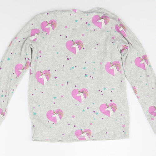 NEXT Girls Grey Floral  Top Pyjama Top Size 9 Years  - UNICORN