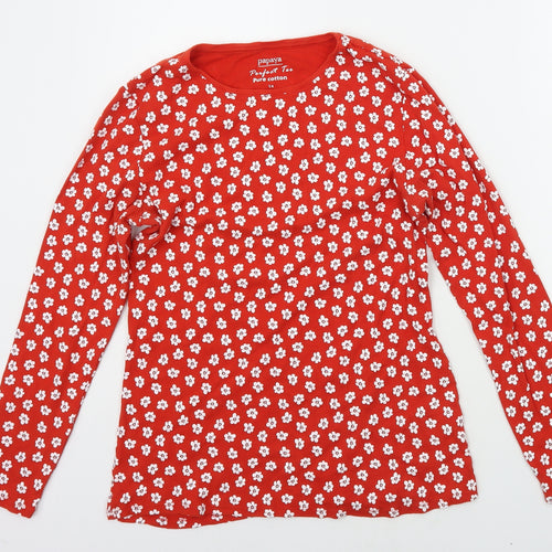 Matalan Womens Red Floral  Basic T-Shirt Size 14