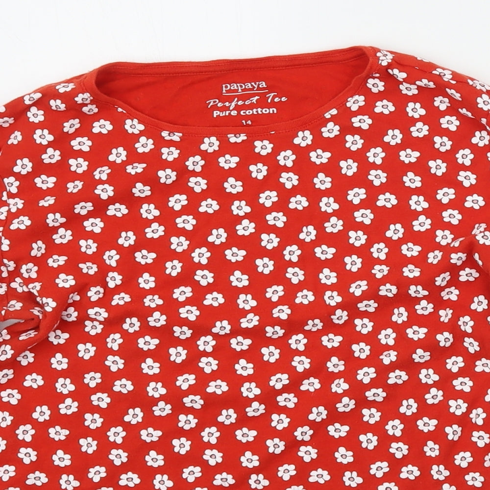 Matalan Womens Red Floral  Basic T-Shirt Size 14