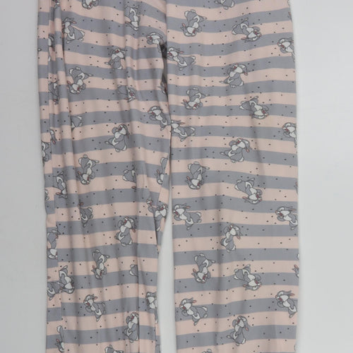 Primark Womens Pink Striped  Top Pyjama Pants Size M  - DISNEY