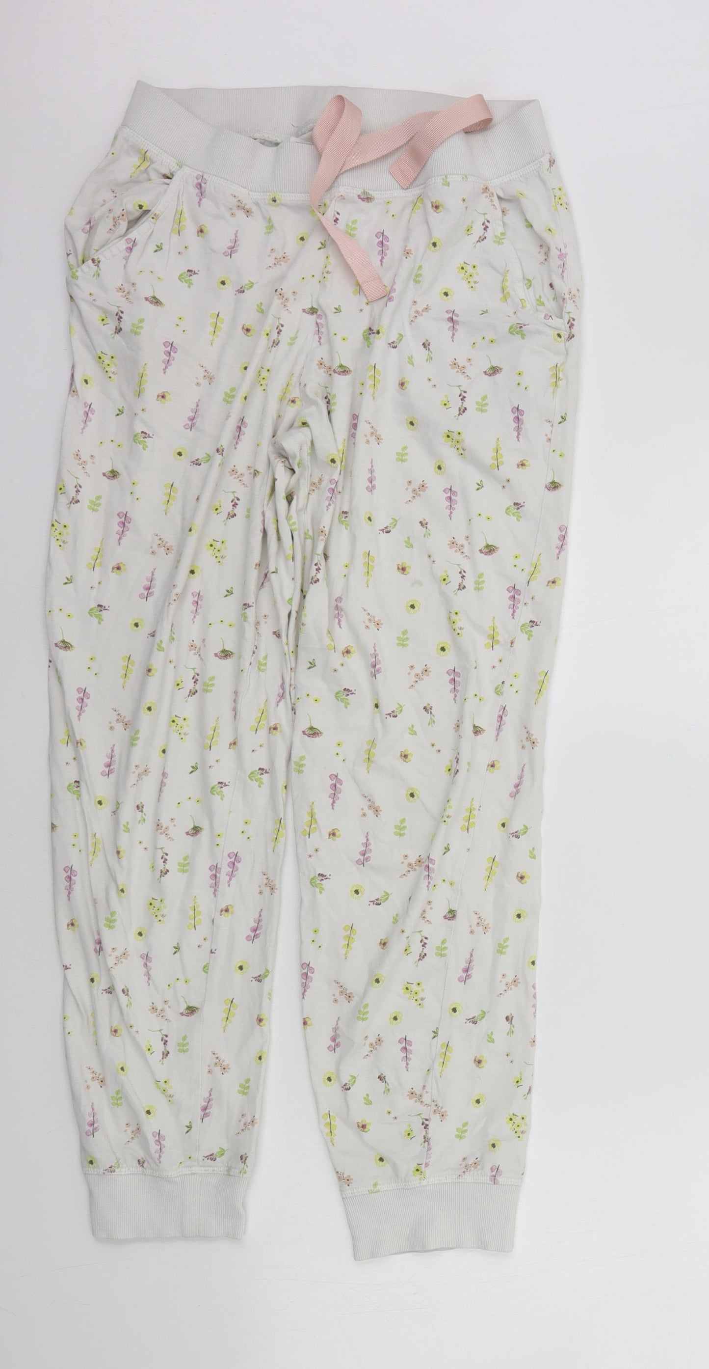 George Womens White Floral  Top Pyjama Pants Size 12