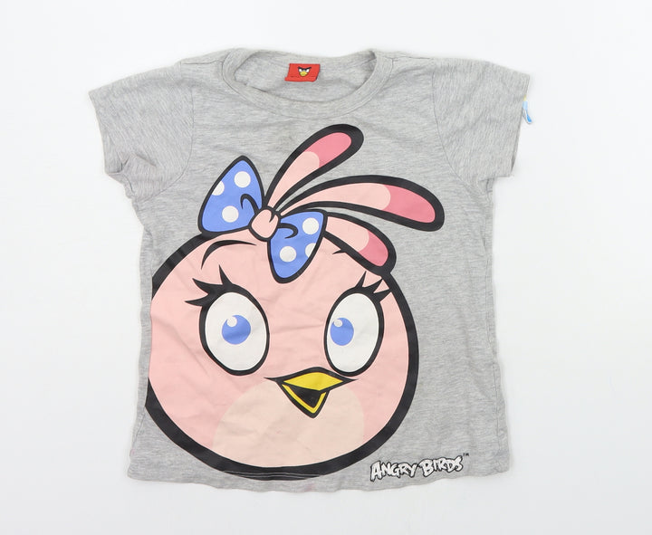 Fashion Uk Boys Grey Basic T-Shirt Size 5-6 Years - angry birds