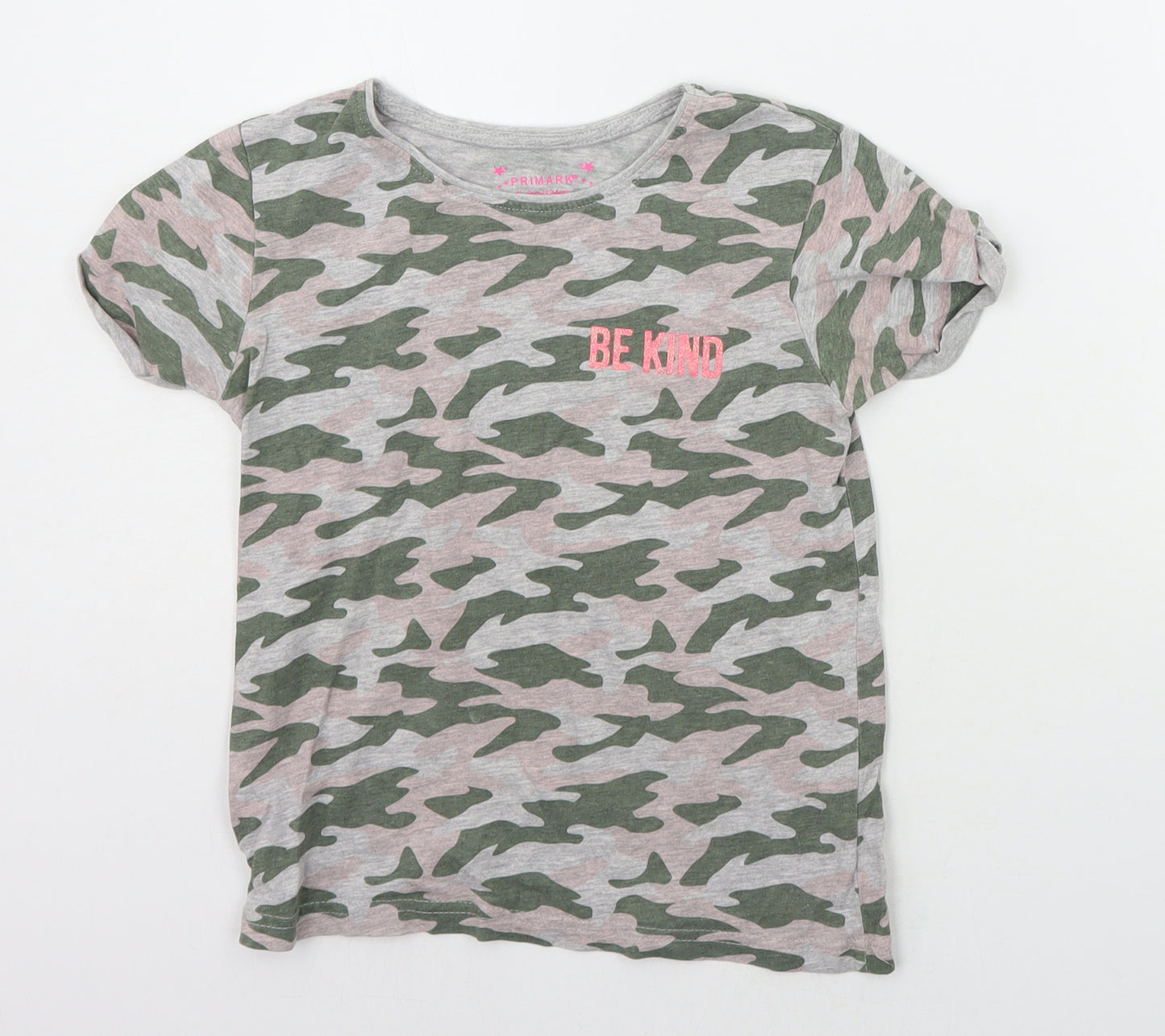Primark Girls Grey Geometric  Basic T-Shirt Size 8-9 Years  - be kind