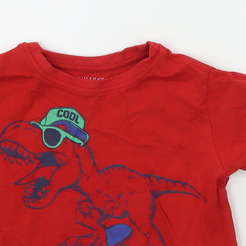 Primark Boys Red   Basic T-Shirt Size 2-3 Years  - DInosaur
