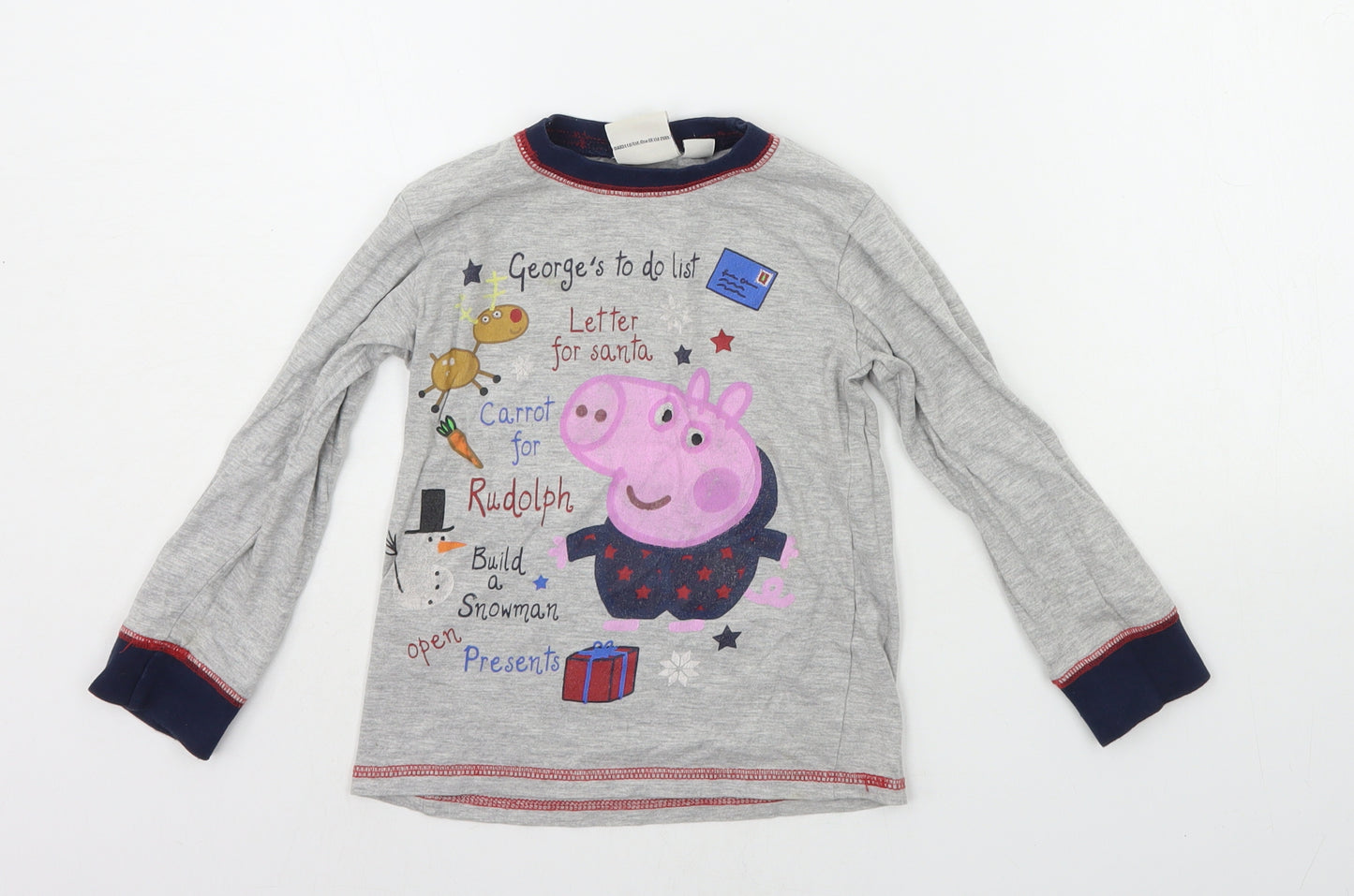 Primark Girls Grey Solid  Top Pyjama Top Size 4-5 Years  - pepper pig