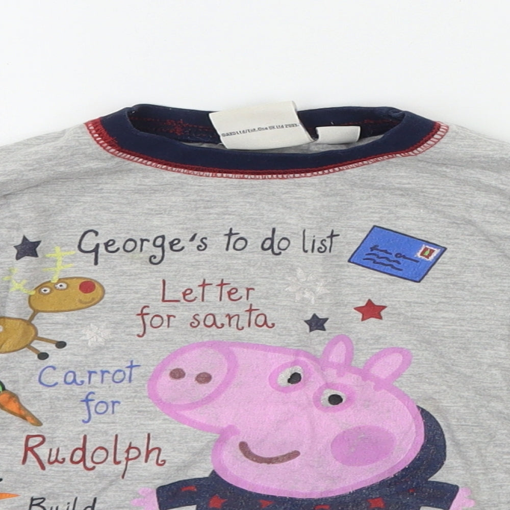 Primark Girls Grey Solid  Top Pyjama Top Size 4-5 Years  - pepper pig
