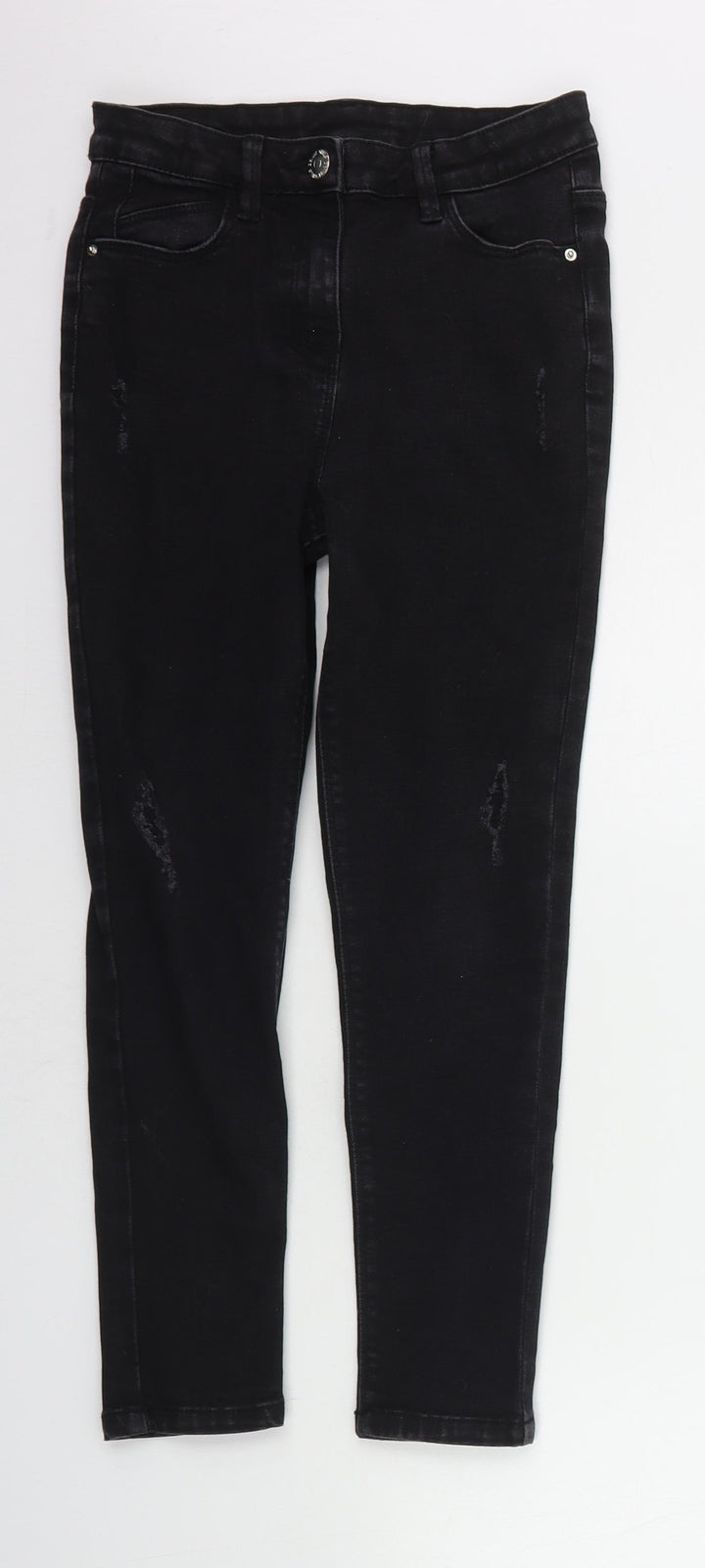 Matalan Girls Black Skinny Jeans Size 9 Years - DISTRESSED