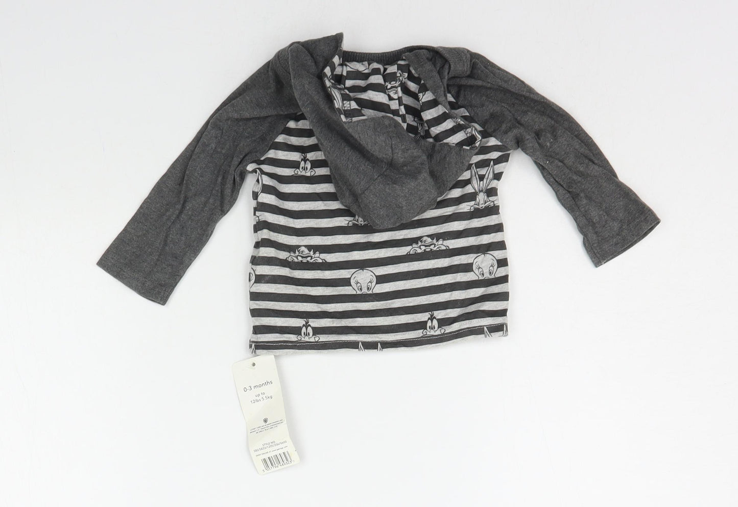 George Baby Grey Striped  Pullover Jumper Size 0-3 Months  - LOONEY TUNES