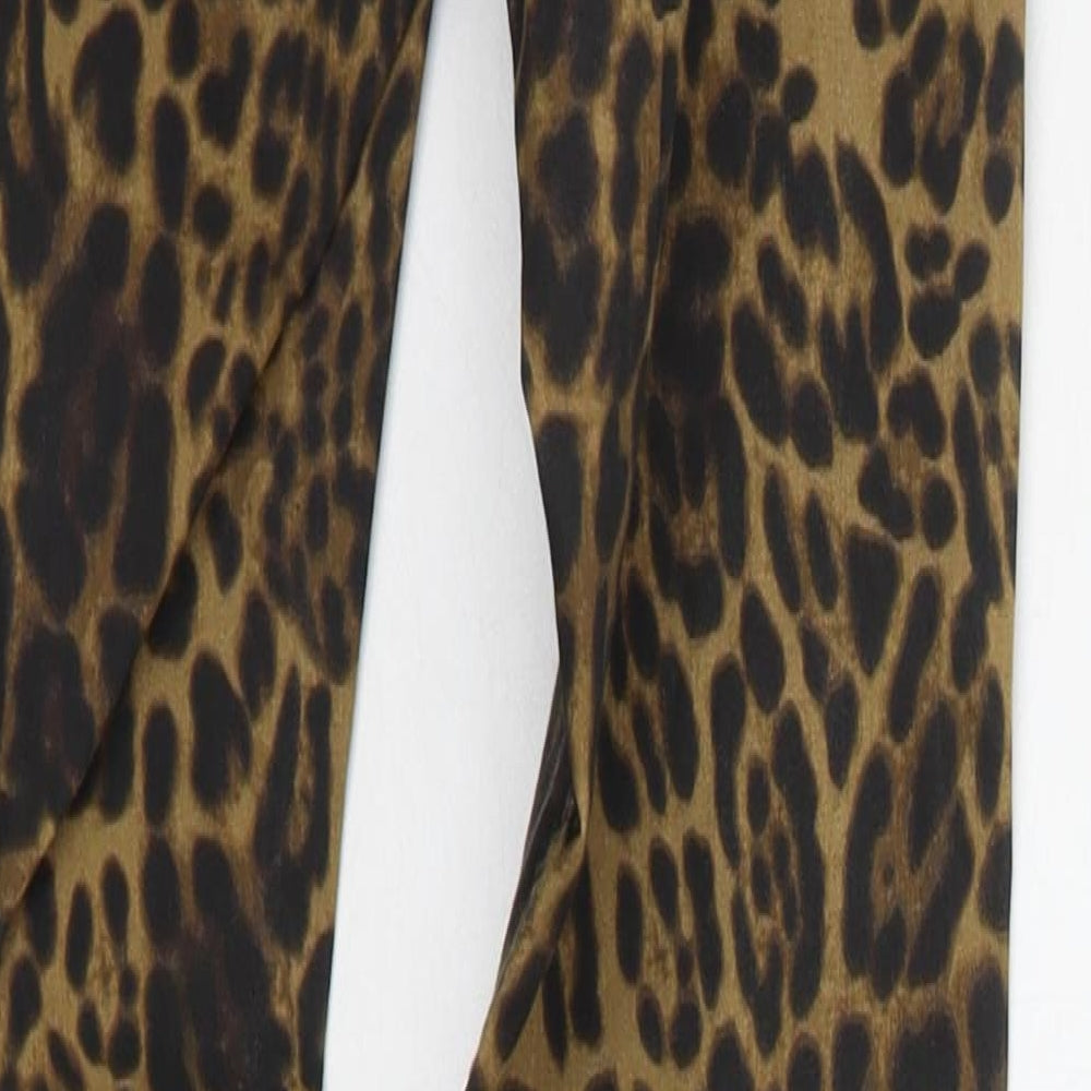 H&M Womens Orange Animal Print  Trousers  Size 6 L30 in