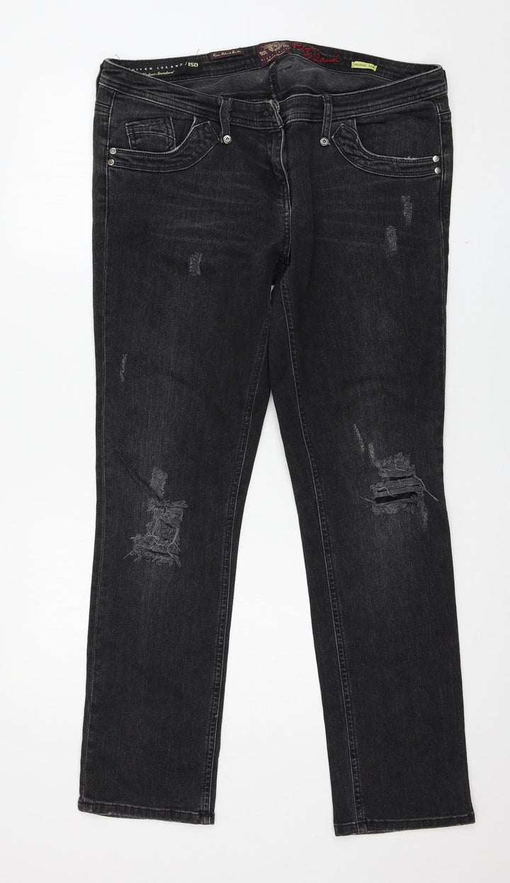 River Island Womens Black Straight Jeans Size 38 L30 in