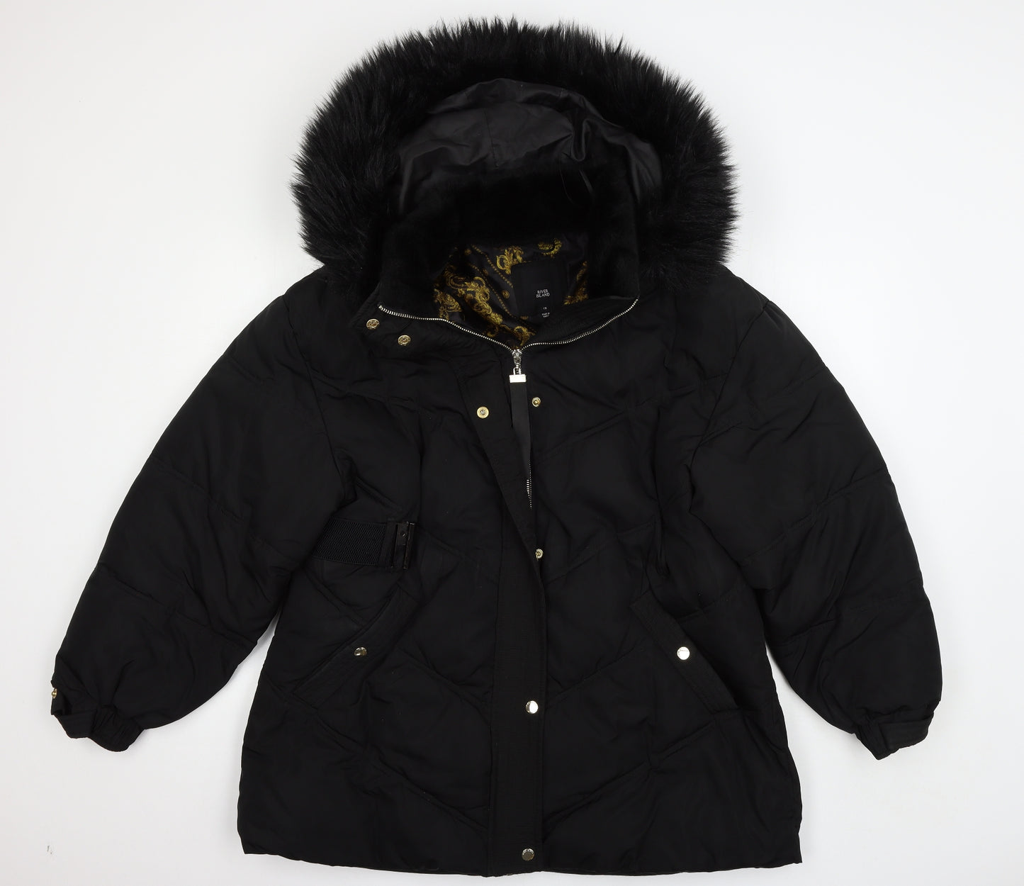 River Island Womens Black   Puffer Jacket Coat Size 16