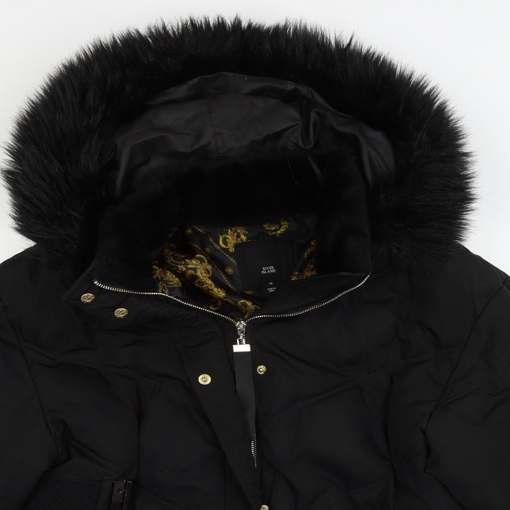 River Island Womens Black   Puffer Jacket Coat Size 16