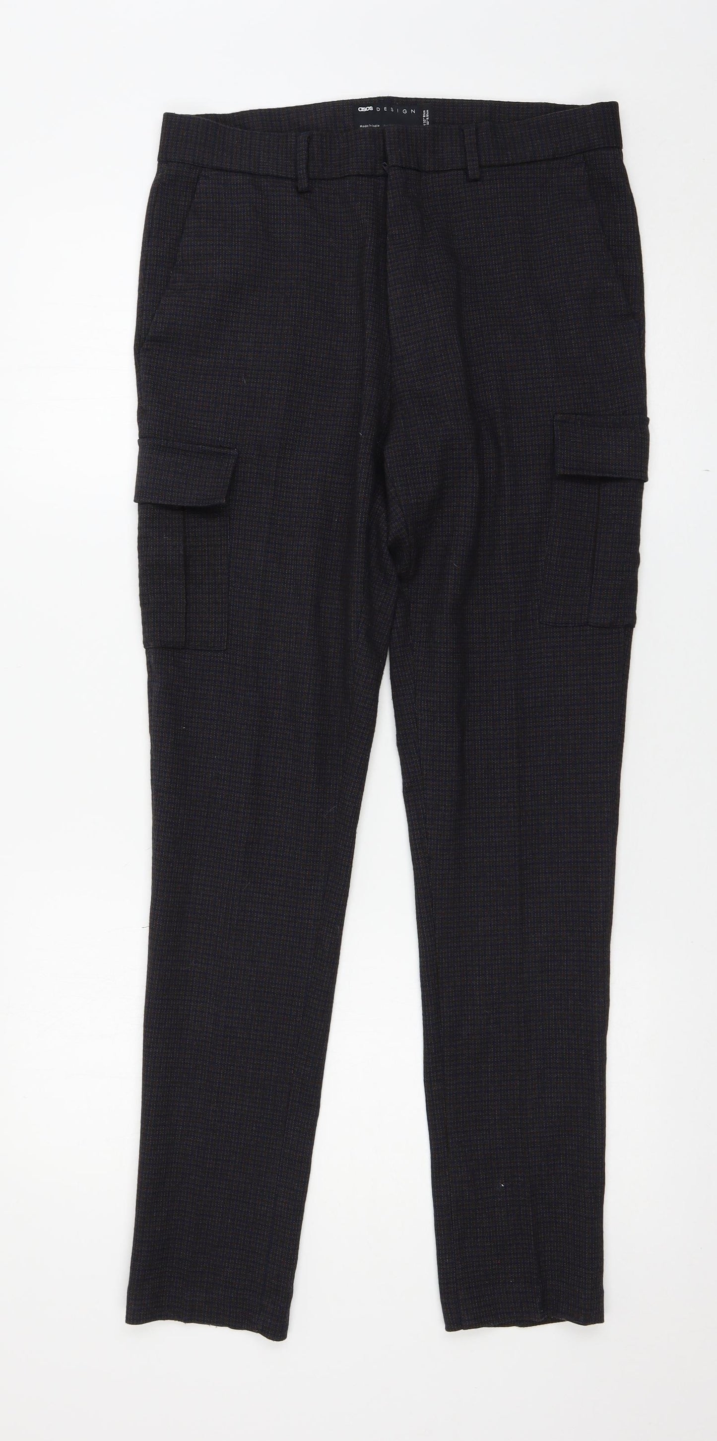 ASOS Womens Blue Check  Trousers  Size 32 L32 in