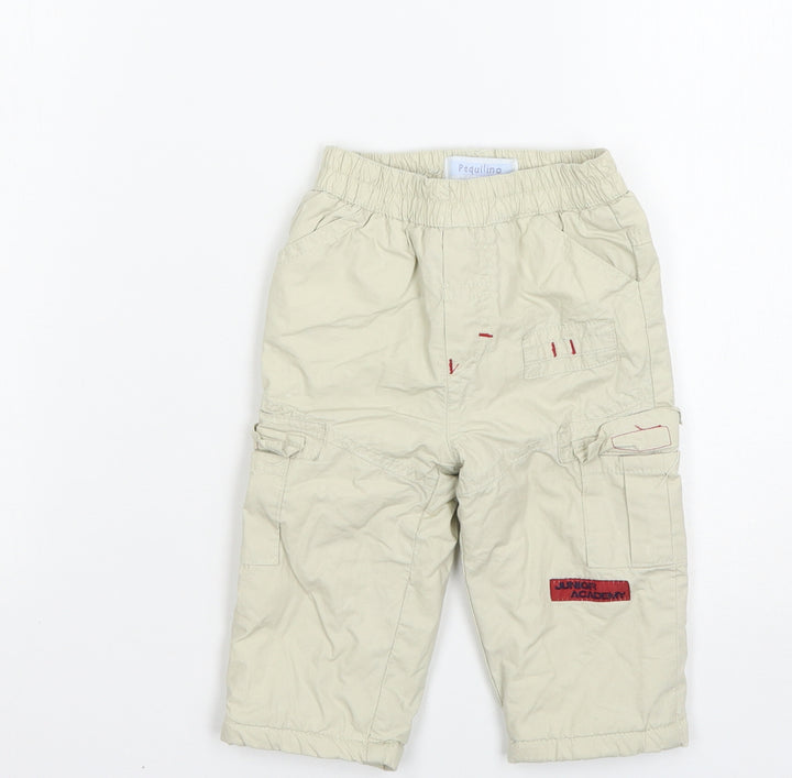prequilino Baby Beige   Cargo Trousers Size 9-12 Months