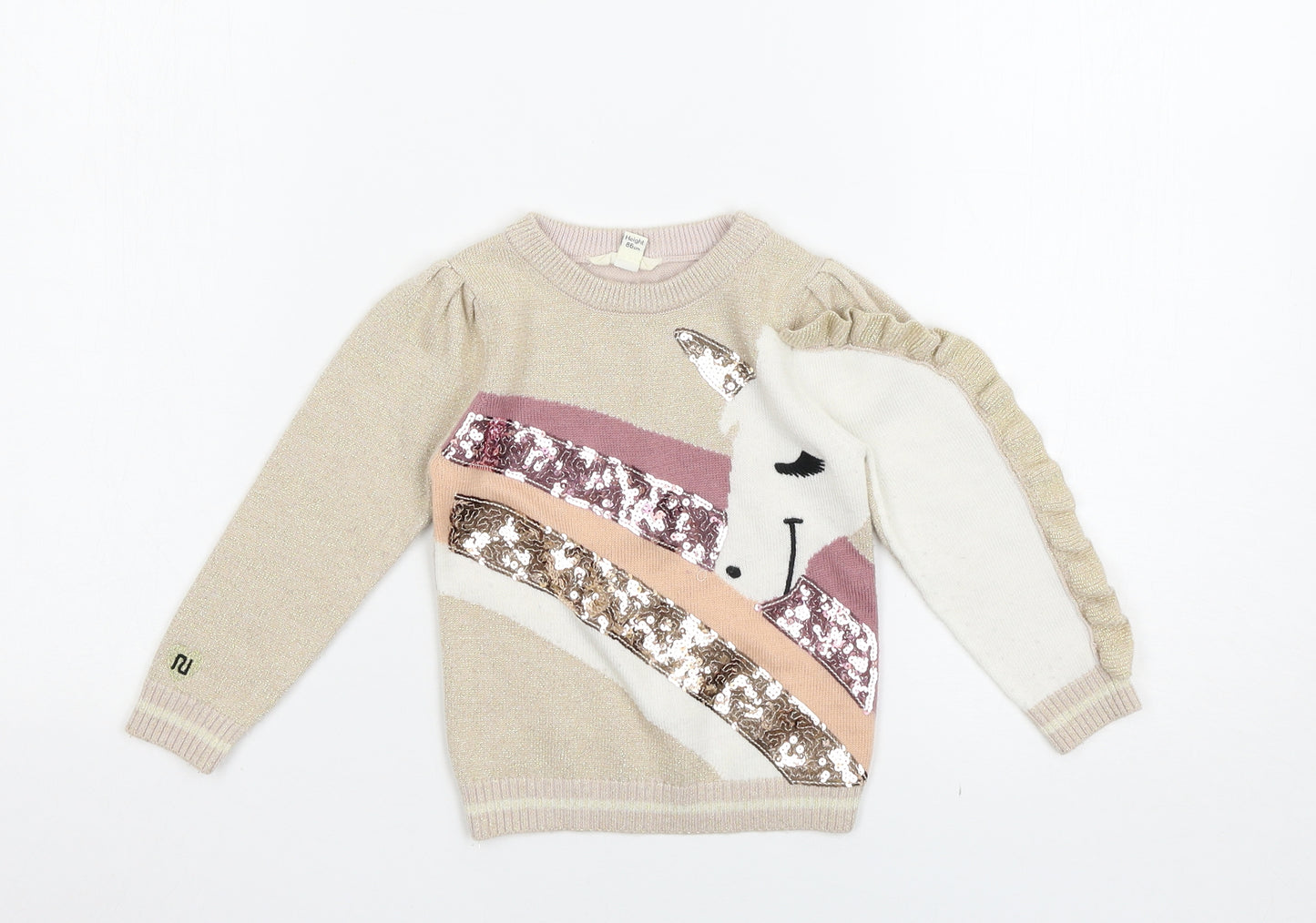 River Island Girls Beige   Pullover Jumper Size 12-18 Months