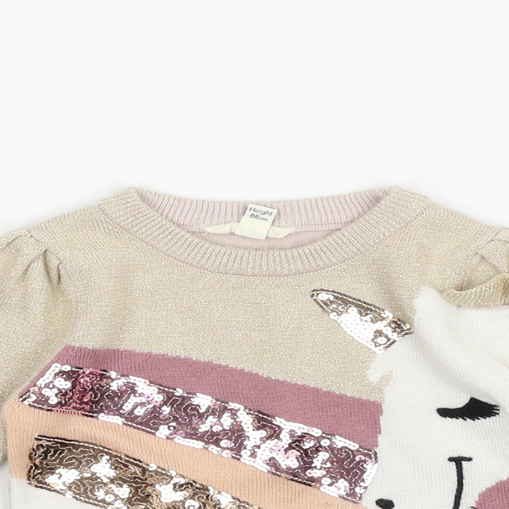 River Island Girls Beige   Pullover Jumper Size 12-18 Months