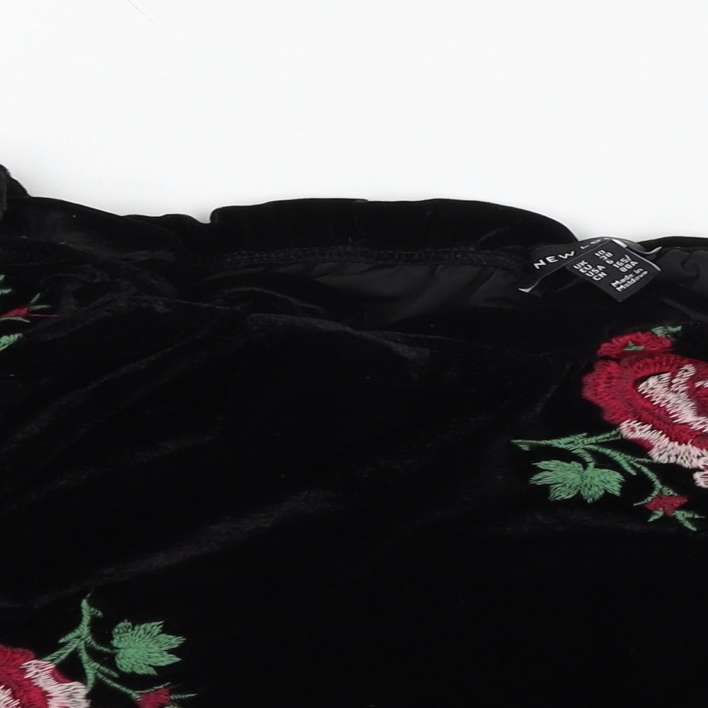 New Look Womens Black Floral  Basic Blouse Size 10