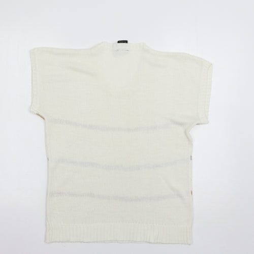 Anita Womens White Striped  Pullover Jumper Size L