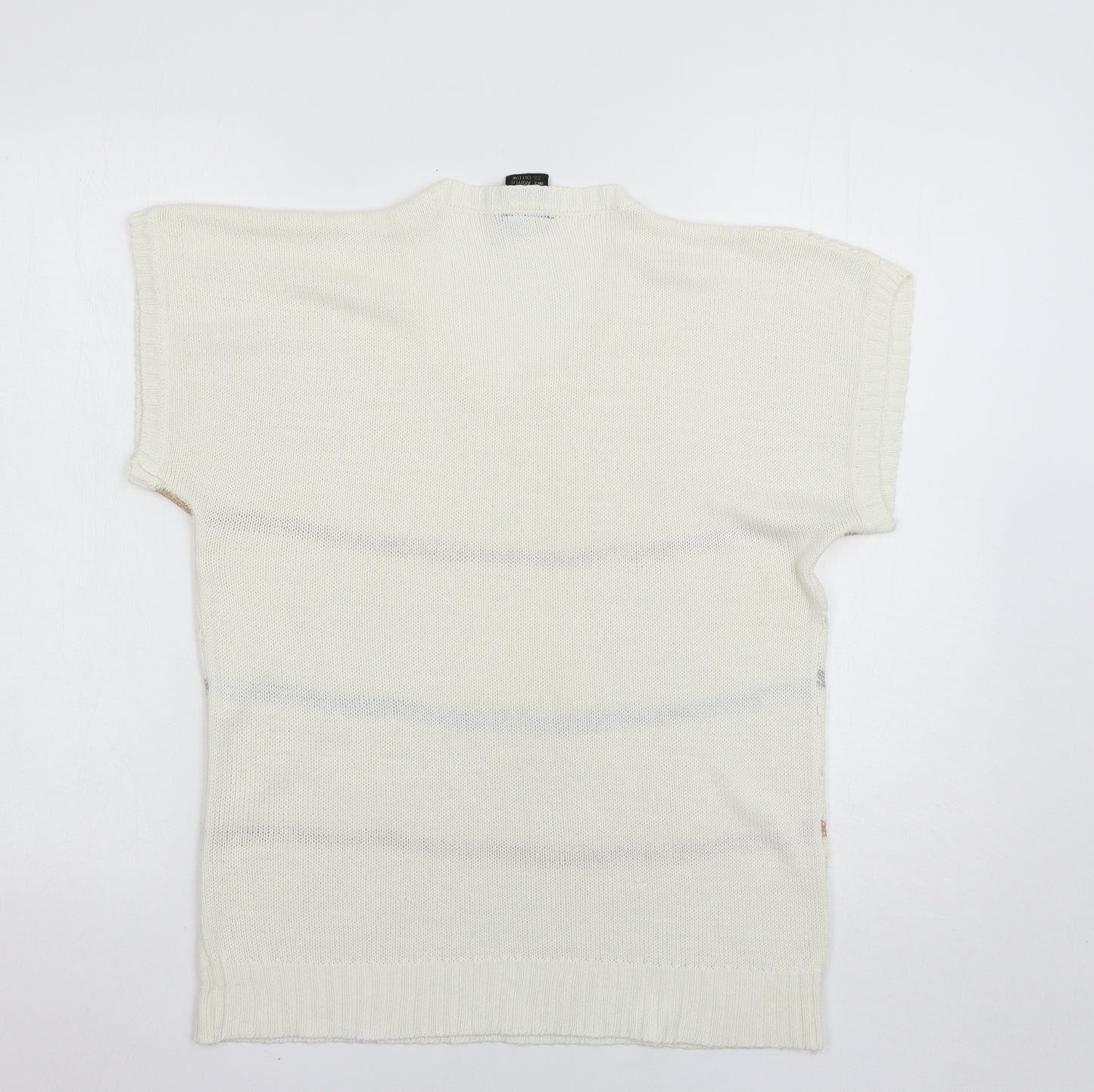 Anita Womens White Striped  Pullover Jumper Size L