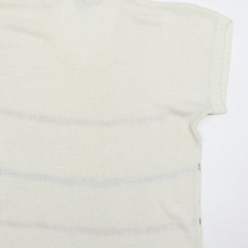 Anita Womens White Striped  Pullover Jumper Size L