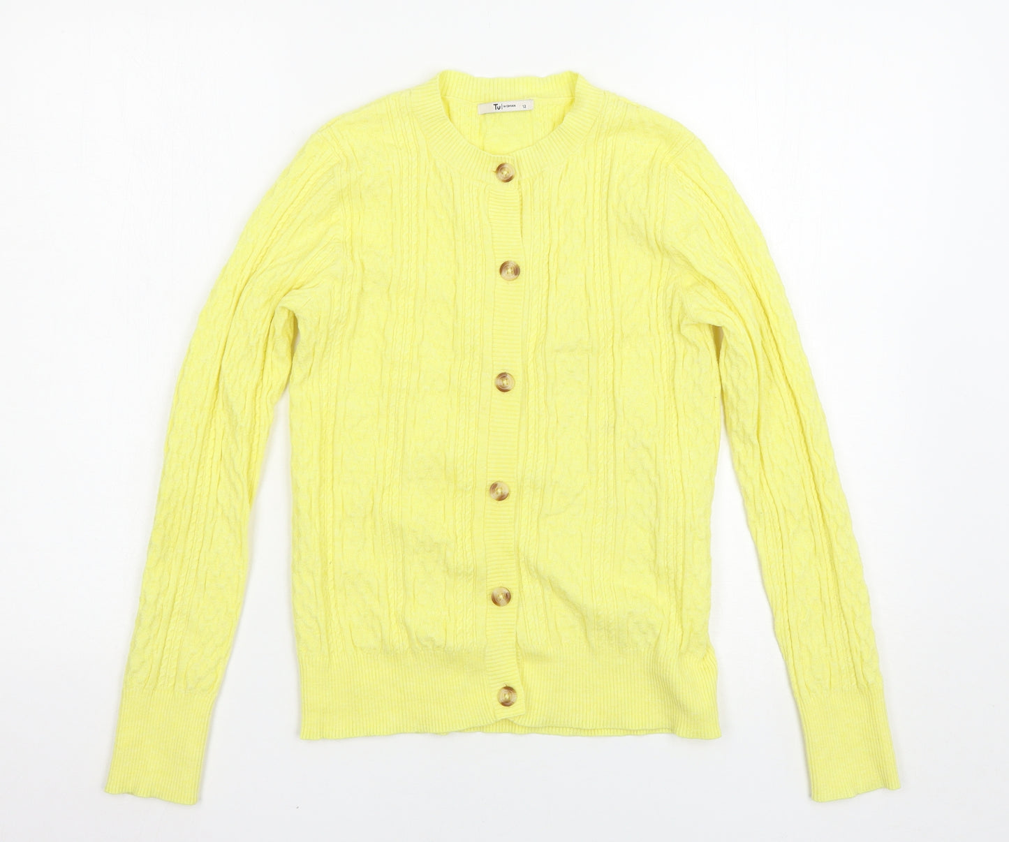 TU Womens Yellow   Cardigan Jumper Size 12