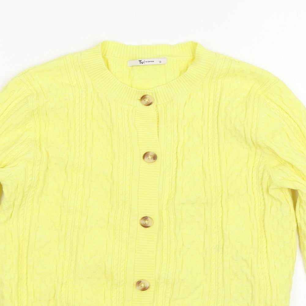 TU Womens Yellow   Cardigan Jumper Size 12