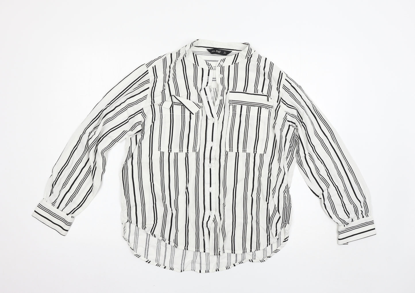 F&F Womens Multicoloured Striped  Basic Blouse Size 10