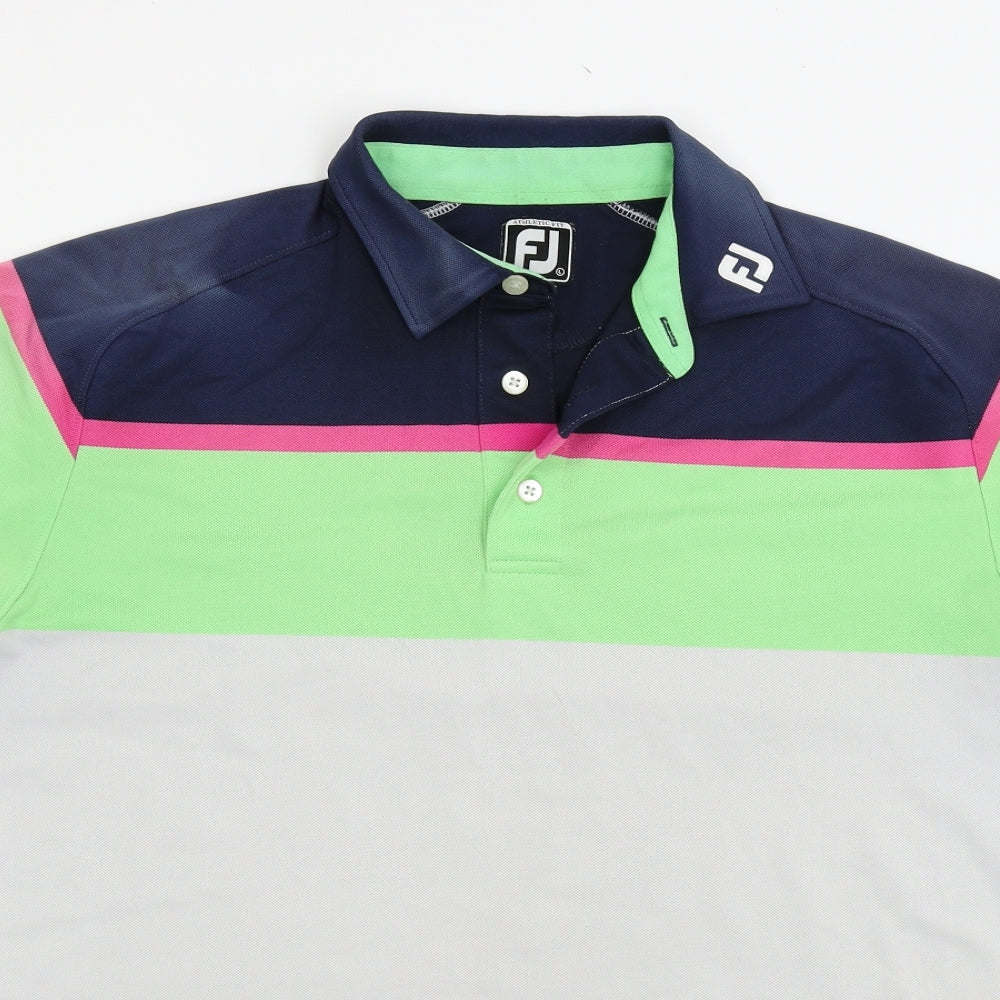 FJ Mens Multicoloured Striped   Polo Size L