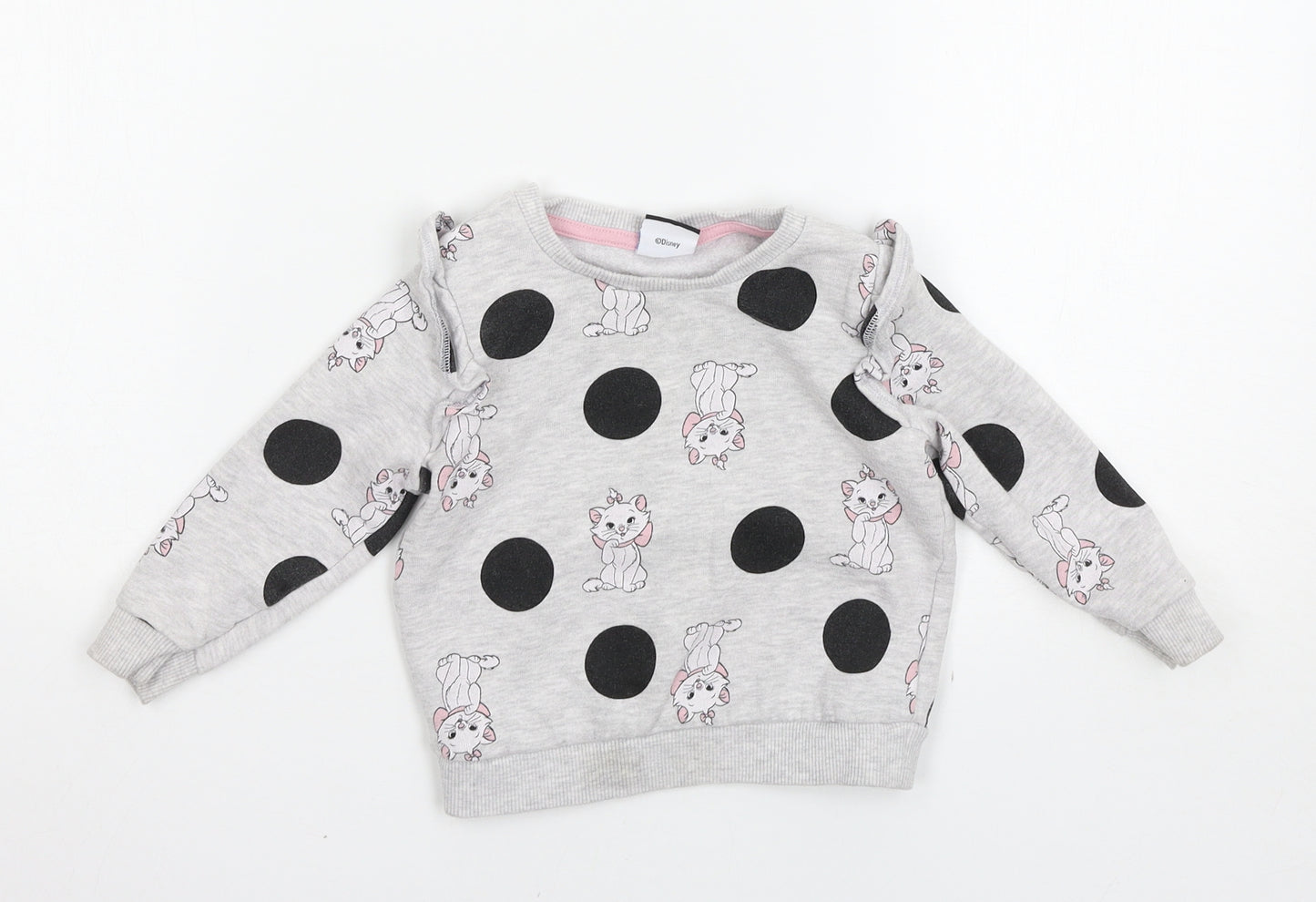George Girls Grey Polka Dot  Pullover Jumper Size 12-18 Months