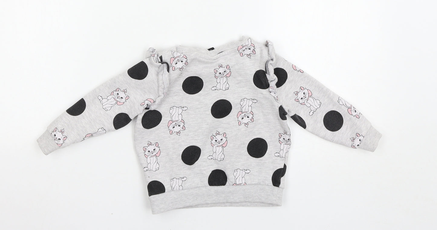 George Girls Grey Polka Dot  Pullover Jumper Size 12-18 Months