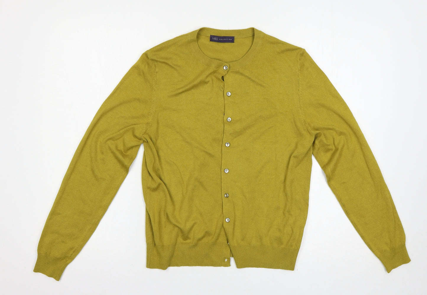 Marks and Spencer Womens Yellow   Cardigan Jumper Size 14