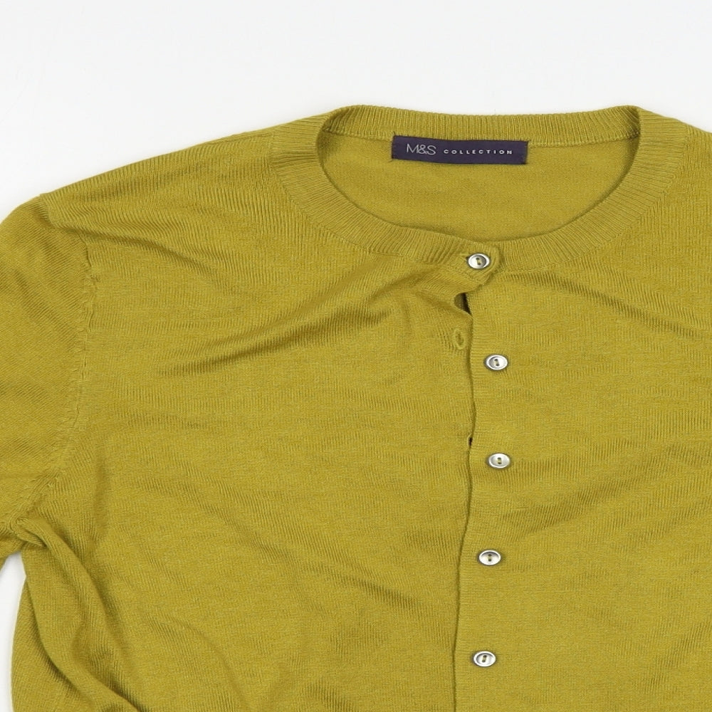 Marks and Spencer Womens Yellow   Cardigan Jumper Size 14