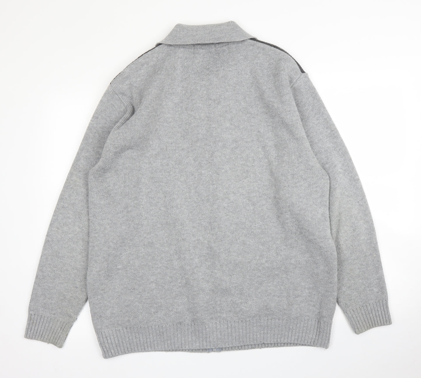 Maan Mens Grey Argyle/Diamond  Full Zip Jumper Size XL