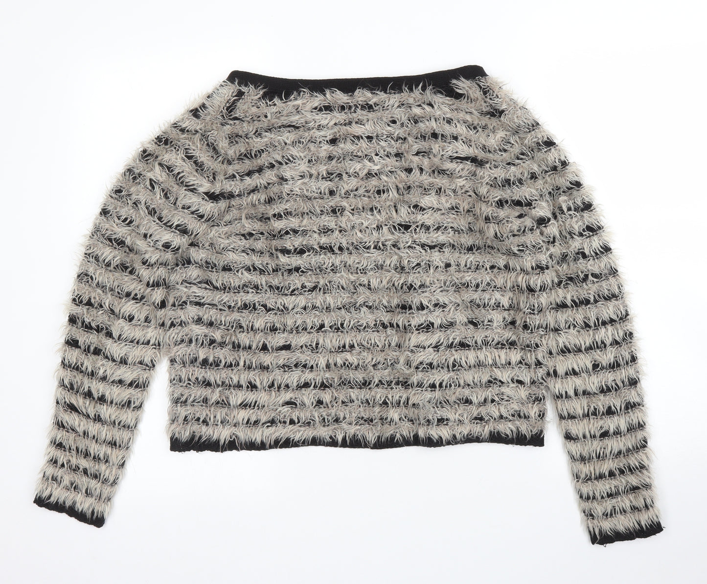 M&S Womens Beige Striped  Cardigan Jumper Size 14  - Chanel jacket