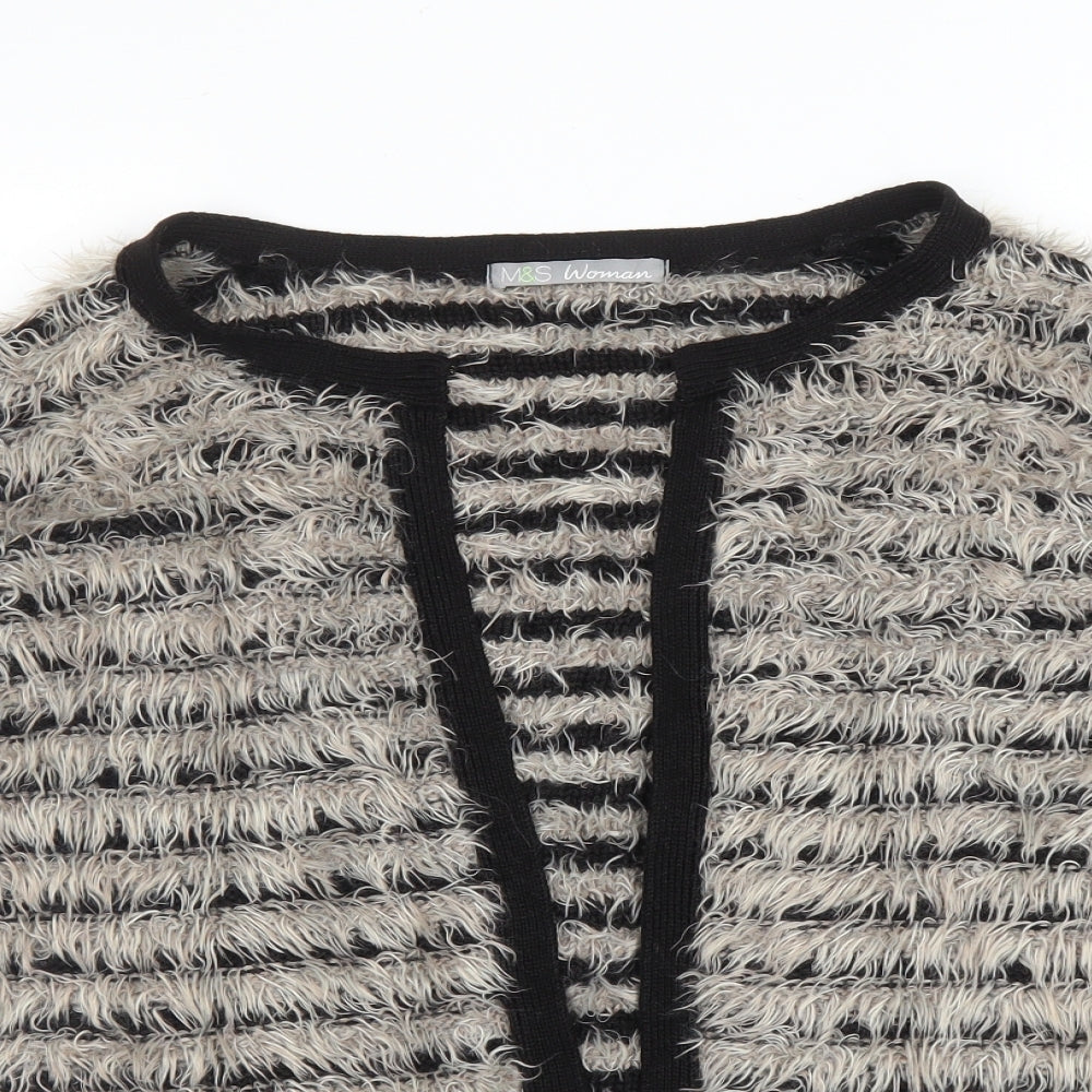M&S Womens Beige Striped  Cardigan Jumper Size 14  - Chanel jacket