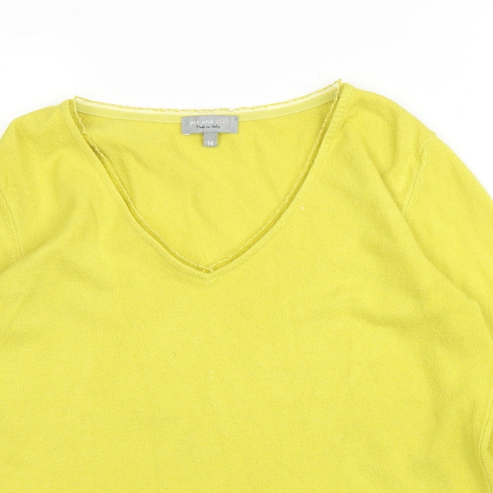Per Una Womens Yellow   Pullover Jumper Size 14