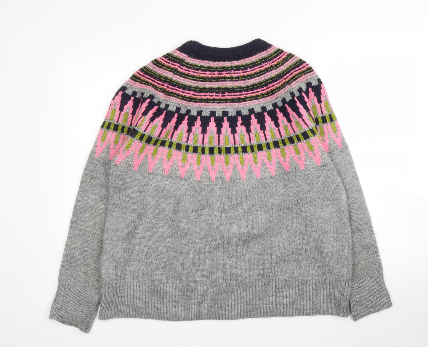 Papaya Womens Grey Fair Isle  Pullover Jumper Size M