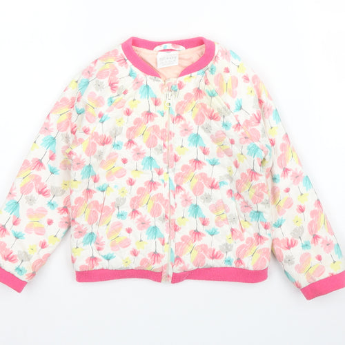 F&F Girls Pink Floral  Bomber Jacket Coat Size 18 Months