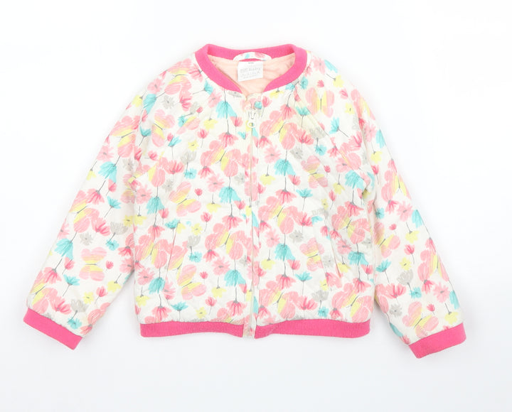 F&F Girls Pink Floral  Bomber Jacket Coat Size 18 Months