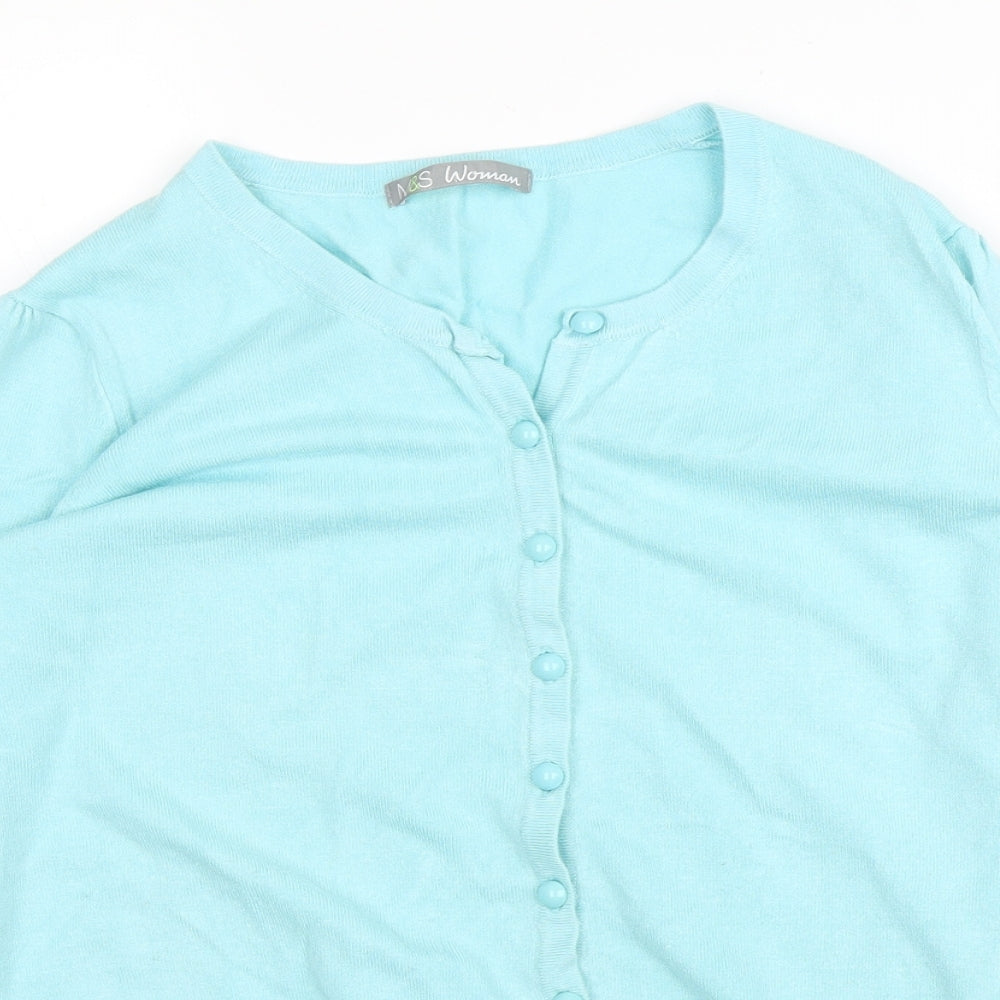 M&S Womens Blue   Cardigan Jumper Size 14