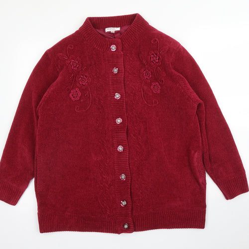 Reflect Womens Purple Floral  Cardigan Jumper Size M