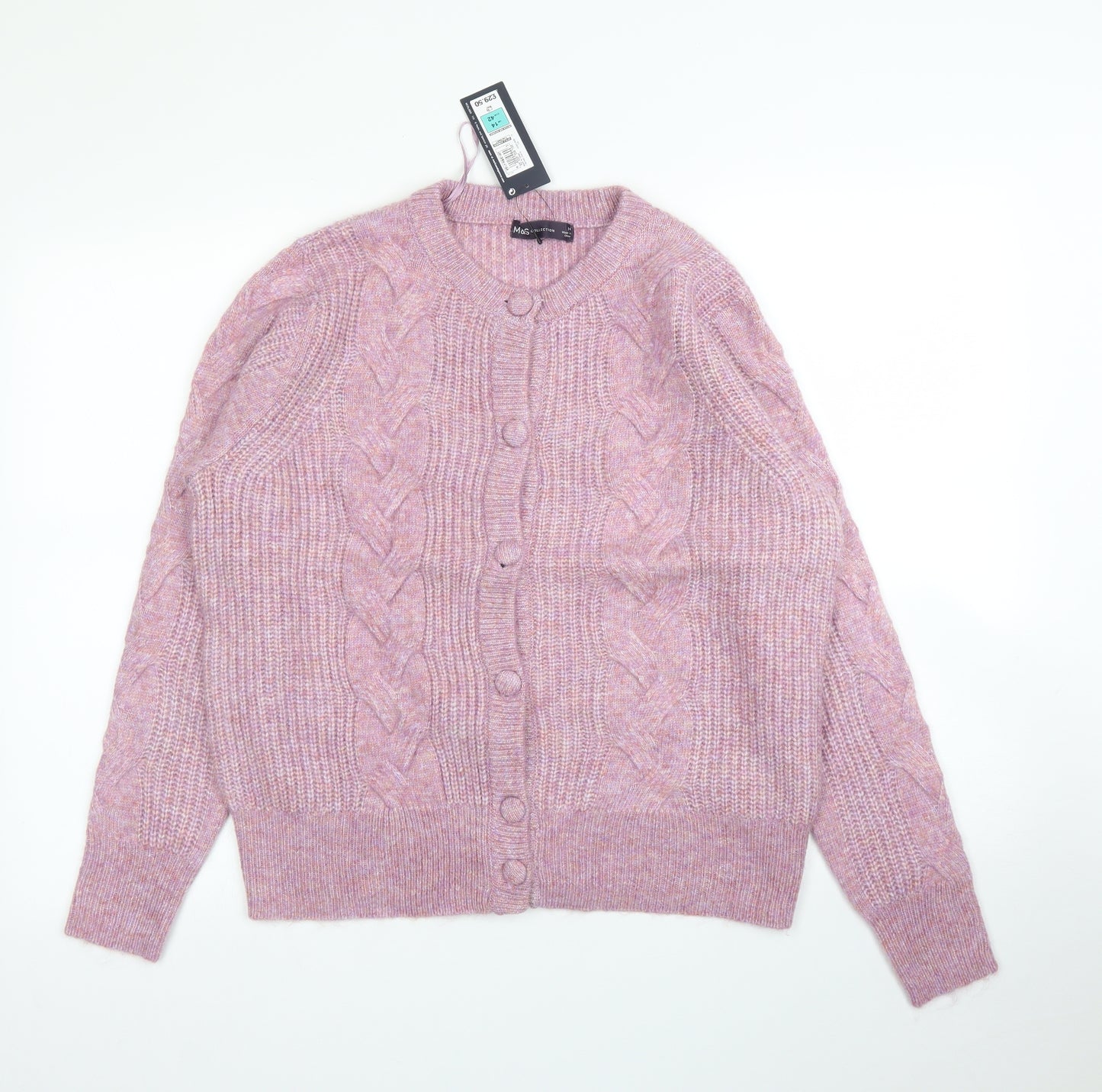 M&S Womens Purple   Cardigan Jumper Size 14