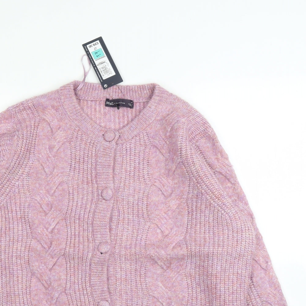M&S Womens Purple   Cardigan Jumper Size 14