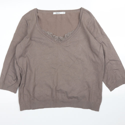 M&Co Womens Brown   Pullover Jumper Size XL
