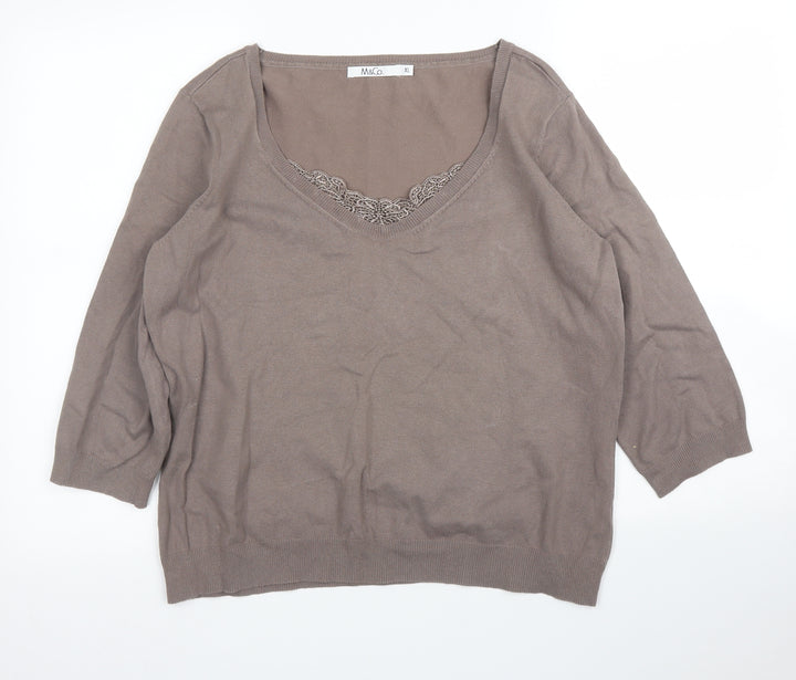 M&Co Womens Brown Pullover Jumper Size XL