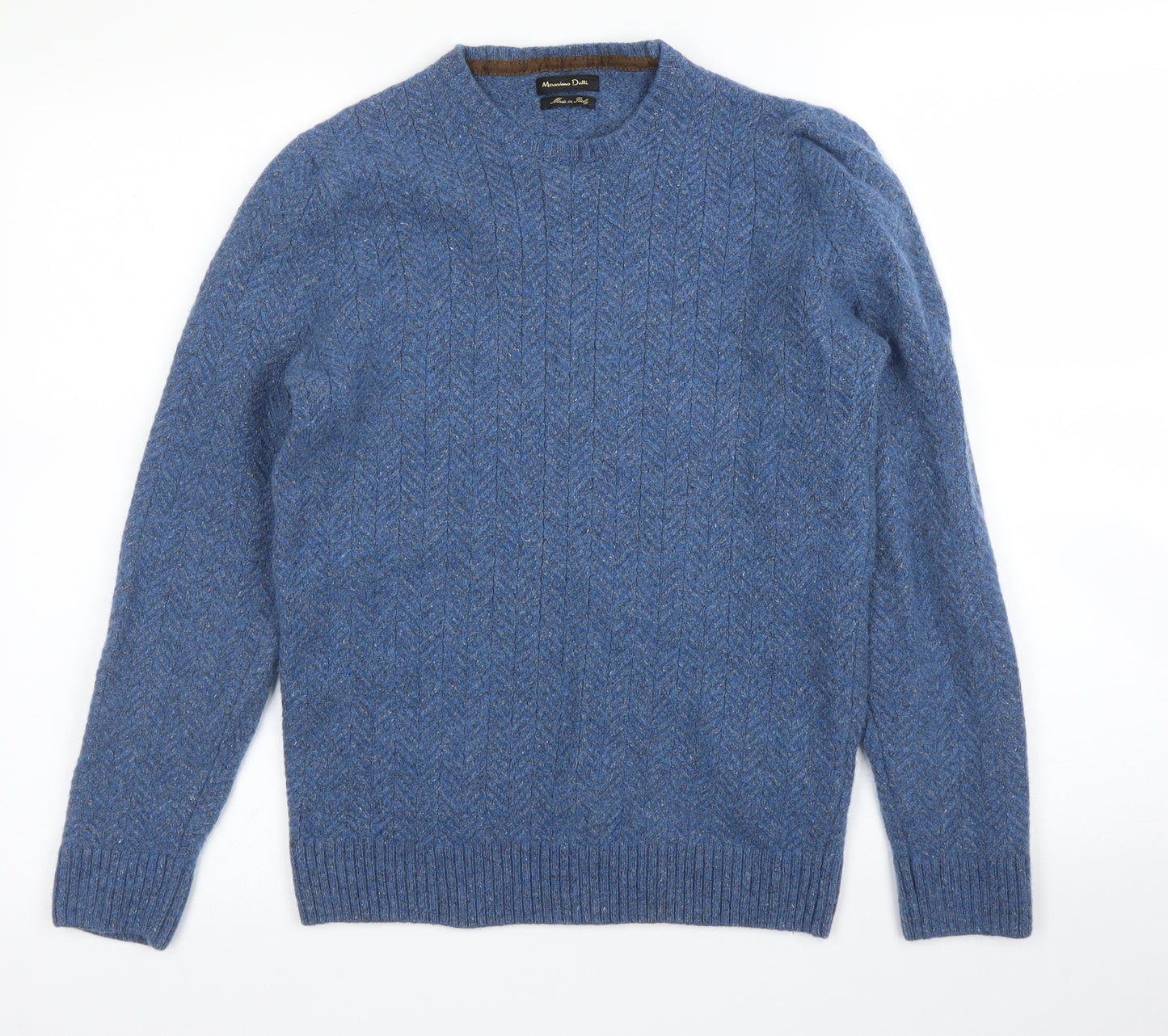 Massimo Dutti Womens Blue Herringbone  Pullover Jumper Size S