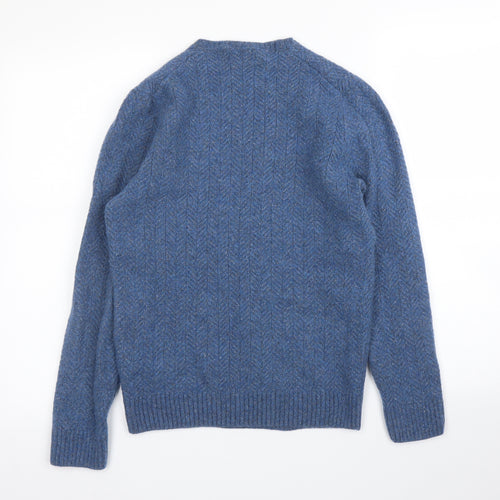 Massimo Dutti Womens Blue Herringbone  Pullover Jumper Size S