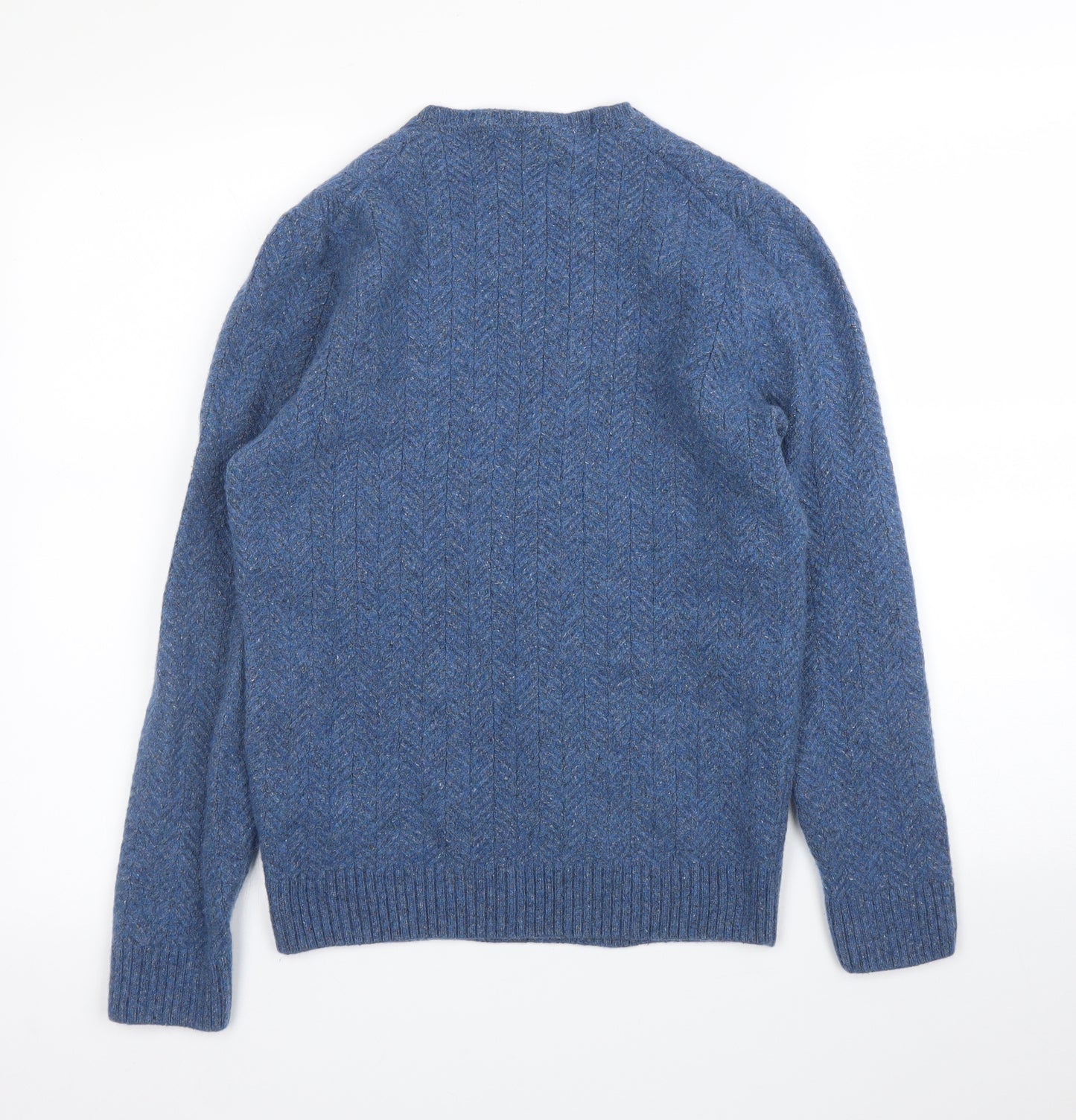 Massimo Dutti Womens Blue Herringbone  Pullover Jumper Size S