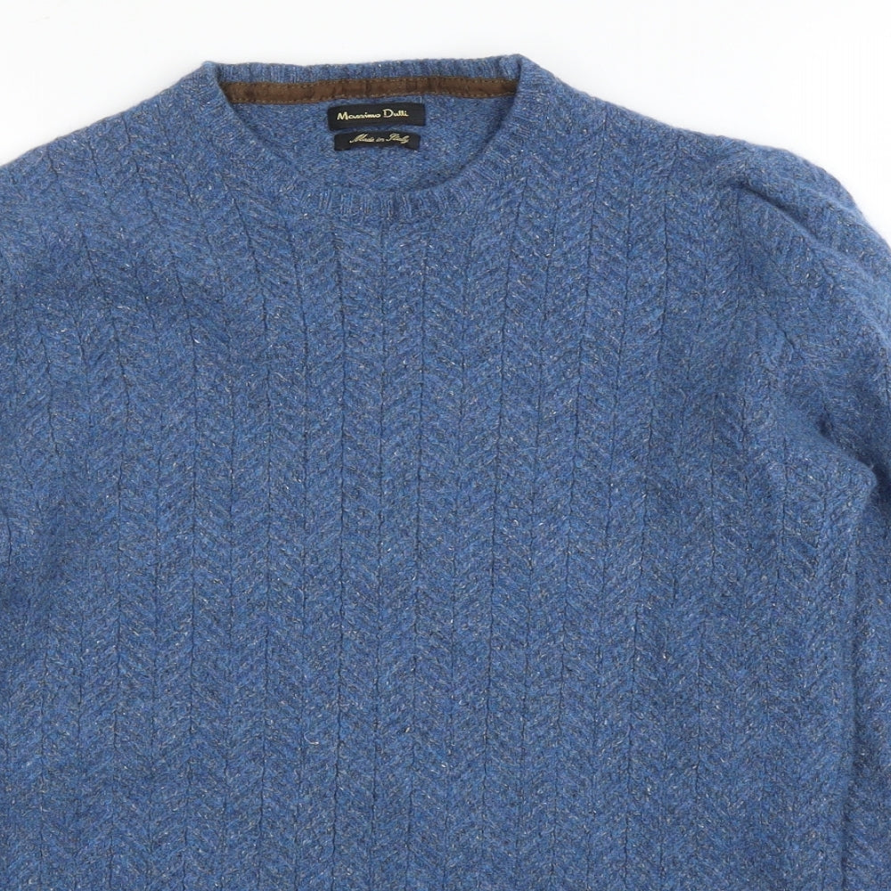 Massimo Dutti Womens Blue Herringbone  Pullover Jumper Size S