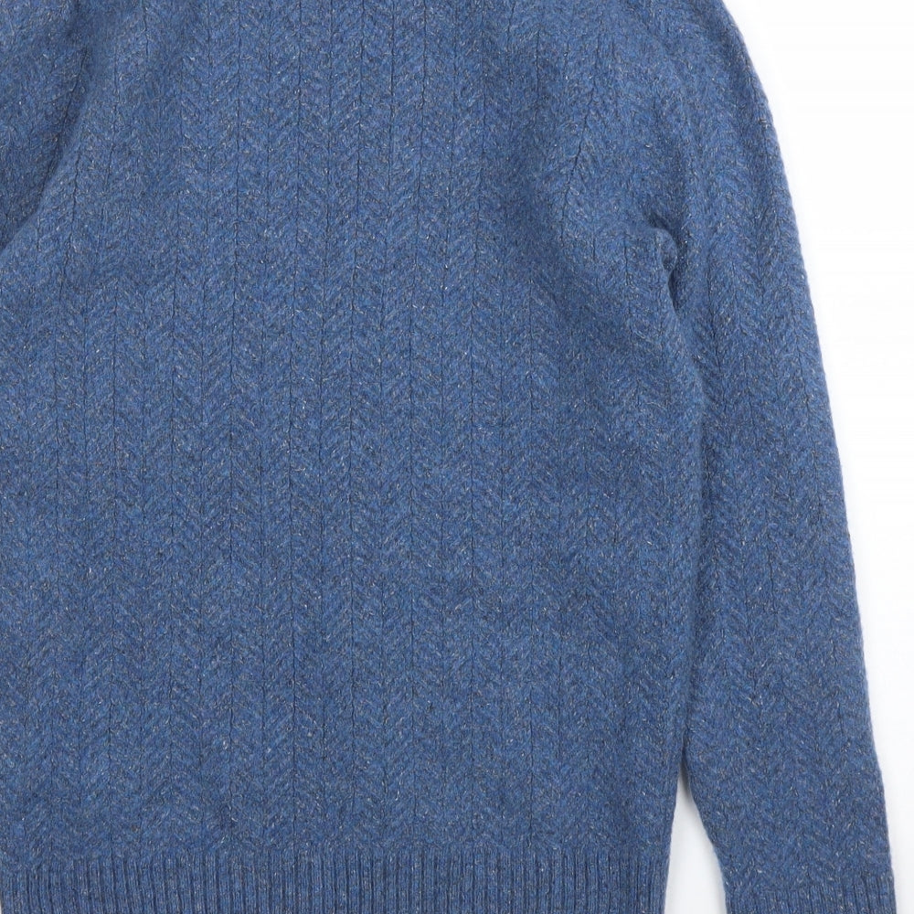 Massimo Dutti Womens Blue Herringbone  Pullover Jumper Size S